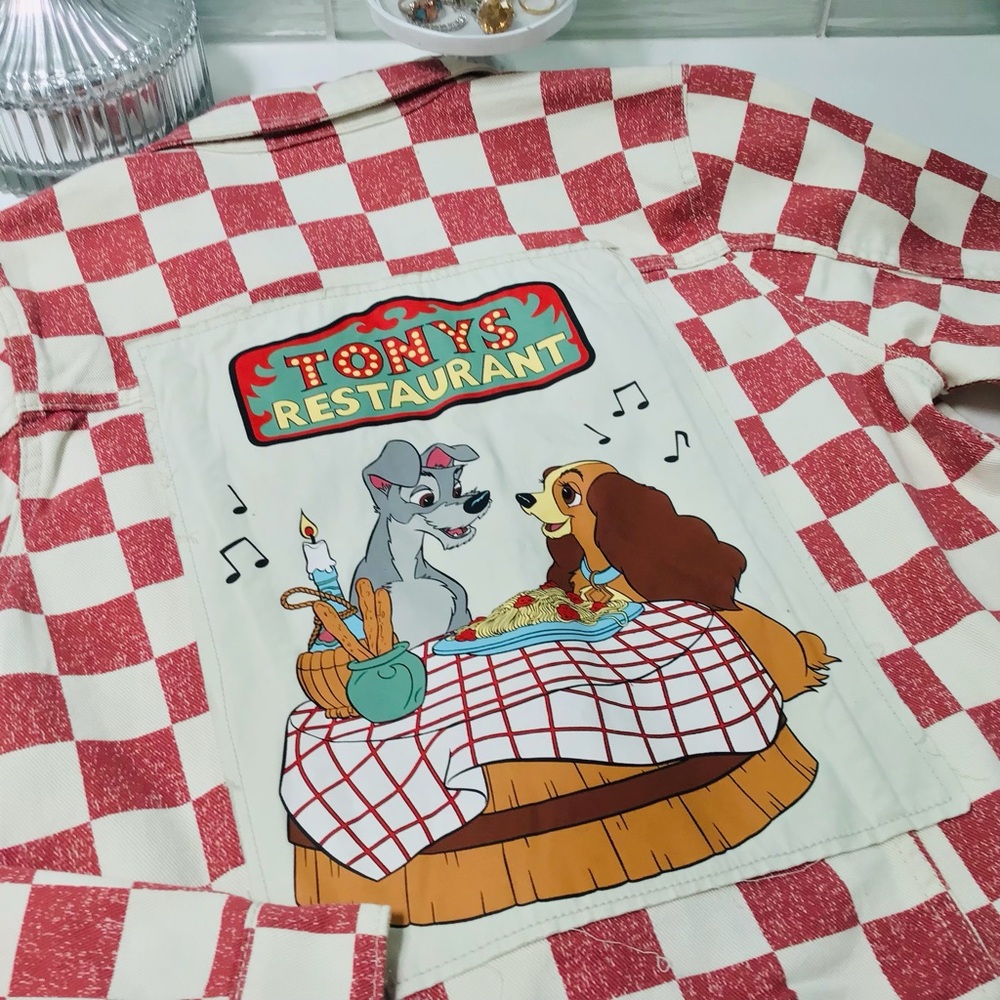 Disney Lady & the Tramp Tony’s Restaurant Denim Jacket S NWT